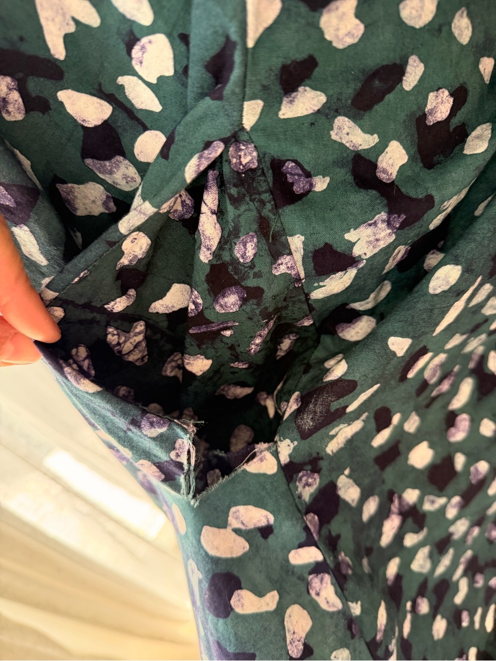 Zuri Cotton Shirt Dress XL Green Abstract Print Pockets - Picture 2 of 6